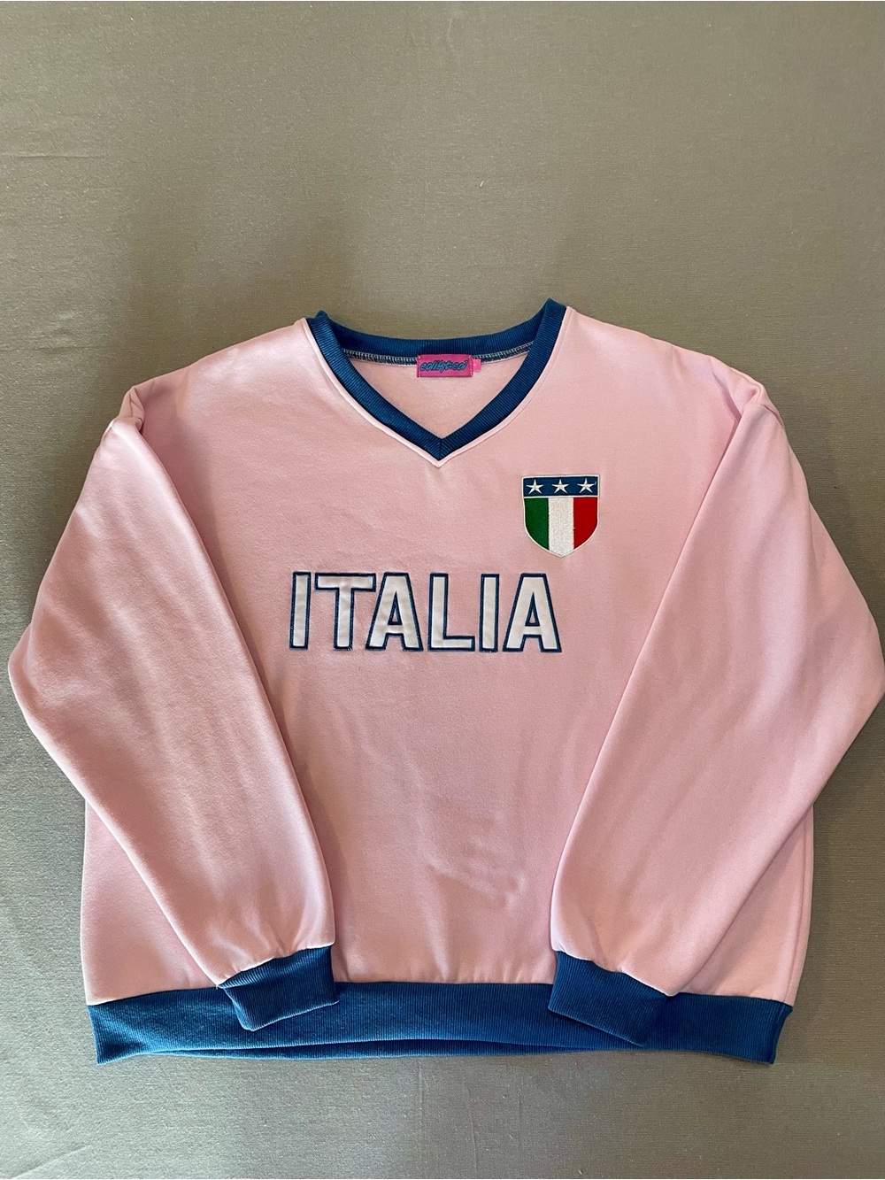 Edikted Italia Pink Crewneck Oversized Crewneck Sweatshirt
